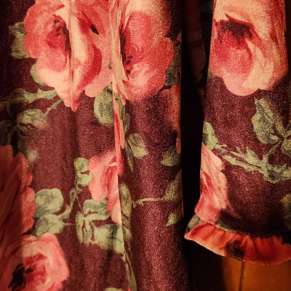 Gymboree Floral Dress - Pink & Green on Deep Burgundy Background, Size 7, NWOT